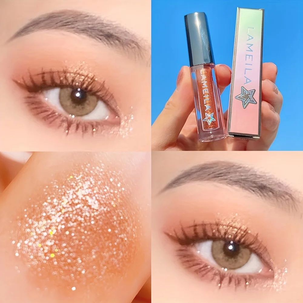 5色リキッドアイシャドウ リキッドリフト ブライトクリスタルバースト 高光沢パールアイシャドウペン グリッターパウダー スパンコールアイシャドウ