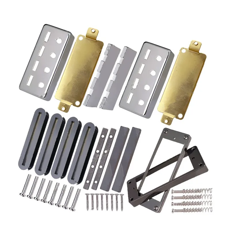 A Set Of Bass Pickup Kits Producing Accessories Chrome Brass Cover Baseplate Magnet Plastic Ring Bobbin