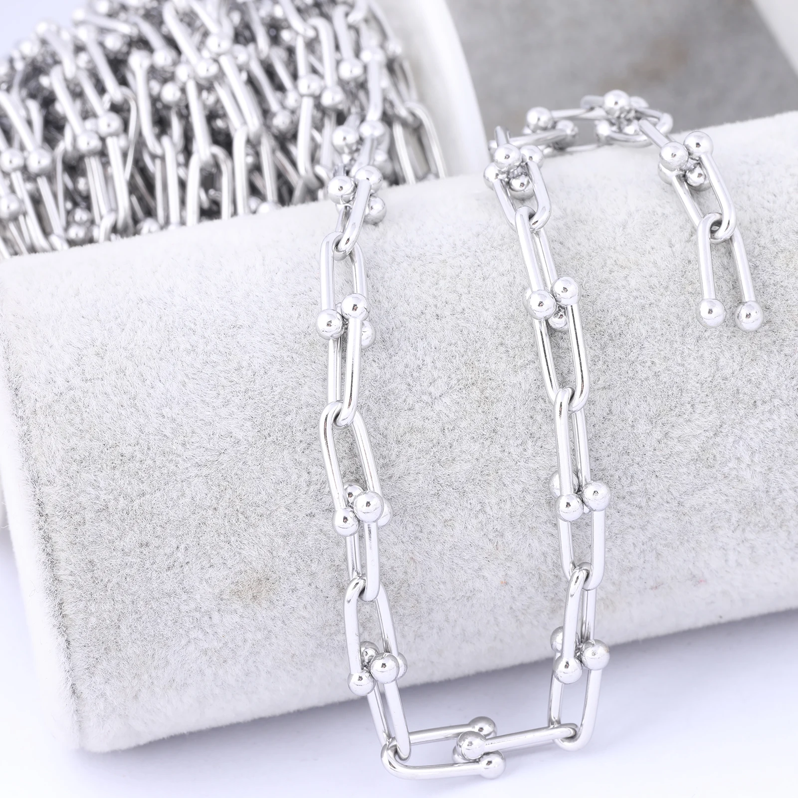 1meter 5mm Wide Stainless Steel Ball Link Chains For Jewelry Making Diy Bracelet Necklace Handbag Making Accessories