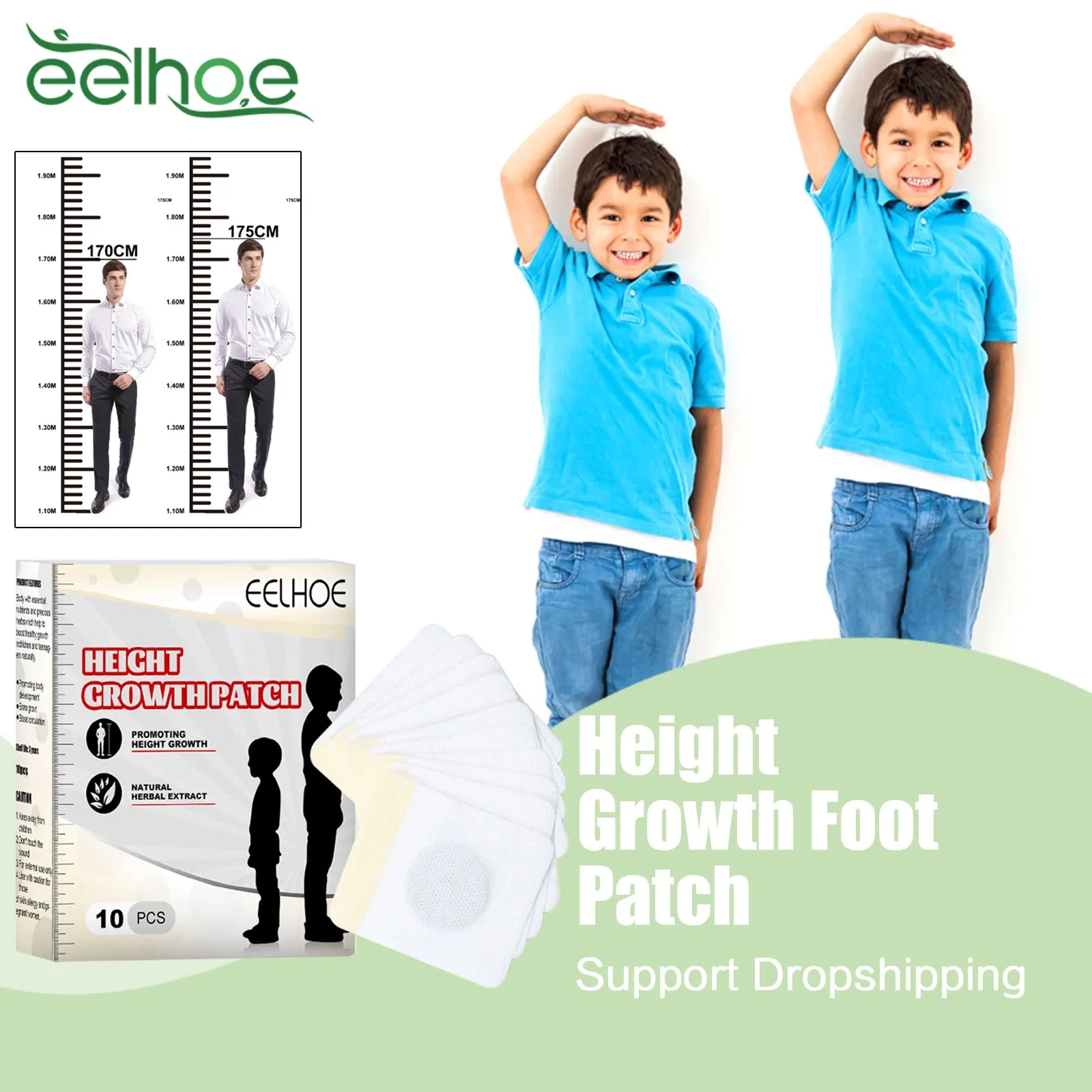 Height Enhancer Foot Patch Promote Body Grow Taller Bone Growth Heightening Acupuncture Points Stimulation Height Increase Patch