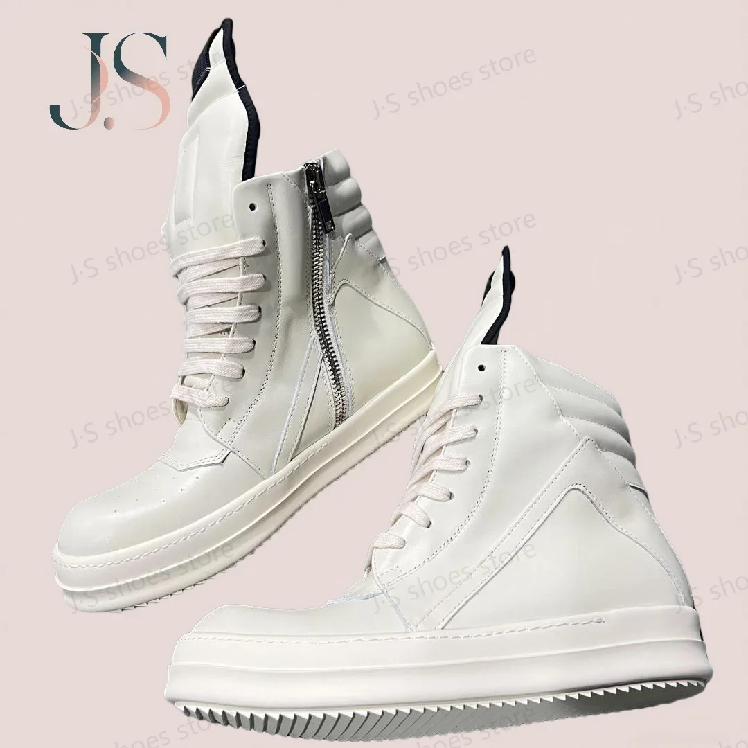 

Ro Classic Boots White Leather High Top Shoe Luxury Men Sneaker Zipper Women Sneakers Casual Shoes Lace Up Luxury Ankle Boot