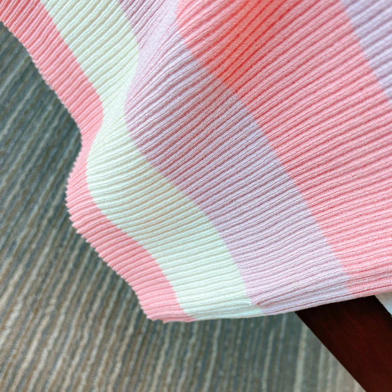 Vestido largo de punto sin mangas para mujer, traje con tirantes, rayas arcoíris, cintura elástica, ajustado, verano, 2024