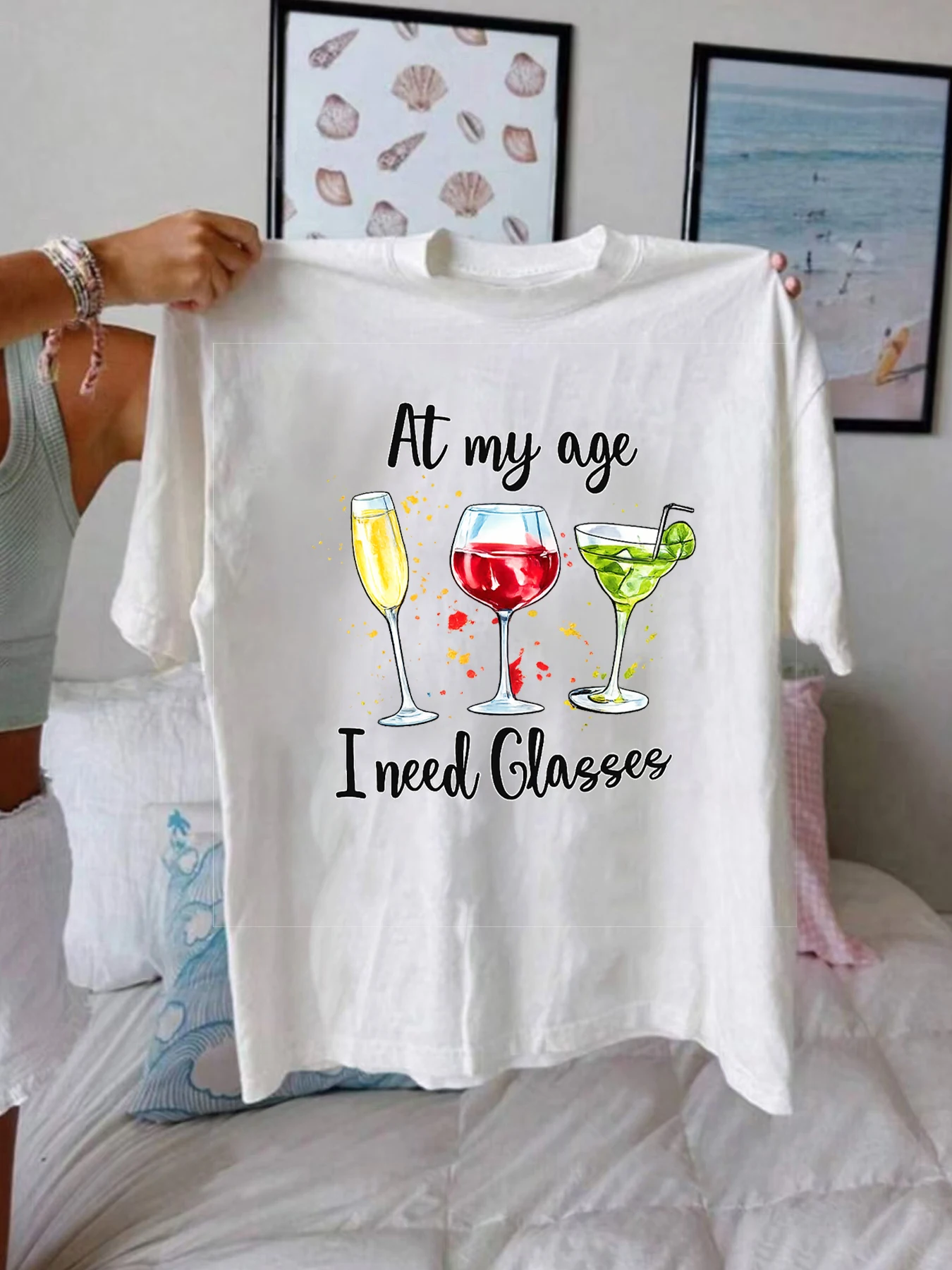 

【WZM1021177】Женская футболка с круглым вырезом и принтом на стекле, больших размеров, летняя, повседневная, в уличном стиле, женская футболка с коротким рукавом в стиле Джокер