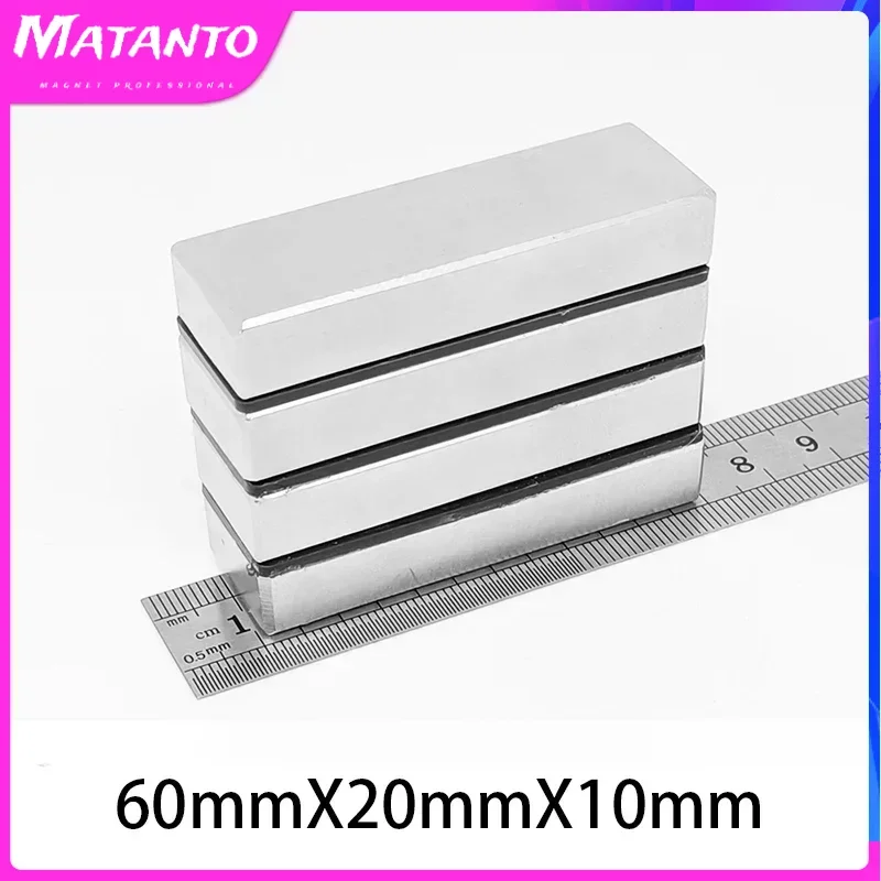 

1/2/5PCS 60x20x10mm Super Strong Neodymium Magnet Strip Block Permanent Magnet Powerful Magnetic Magnets