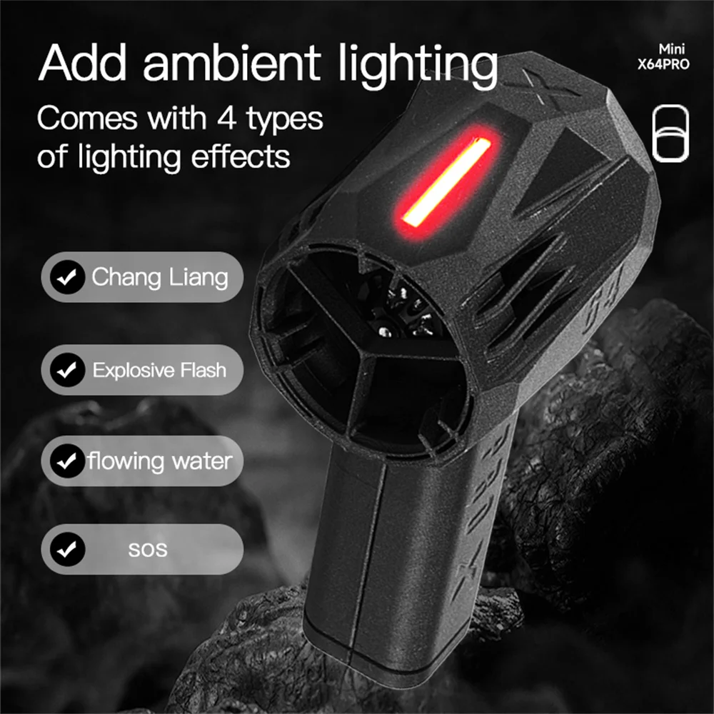 Mini X64 PRO Portable violent turbofan 64mm metal channel high-speed brushless motor SOS ambient light stepless speed regulati