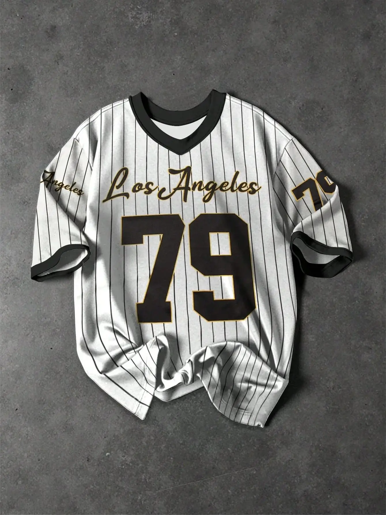 Vintage Los Angeles 79 Tee for Men Women, Retro LA Striped Baseball Graphic T-Shirt, Oversized Streetwear Top  fashion T-shirt