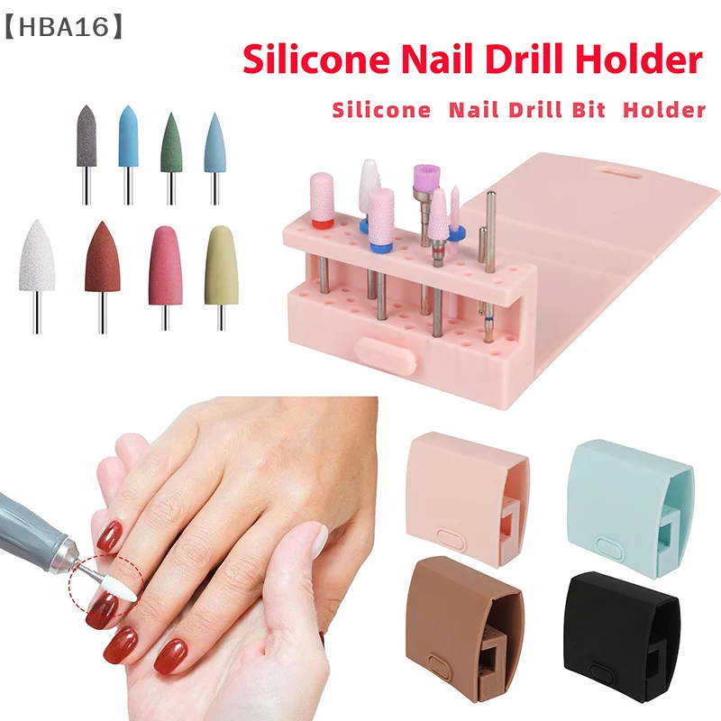 〔HBA16〕Folding Nail Drill Bits Box Portable Polishing Head Storage Rack DIY Nails Tool Storage Nail Grinder Socket Display Base