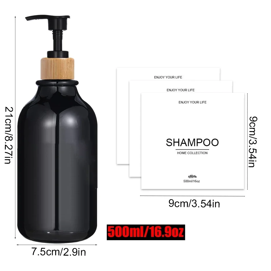 500ml Shampoo Dispenser for Shower Soap Dispenser Shampoo Shower Gel Conditioner Bottles Waterproof Labels Lotion Storage Bottl