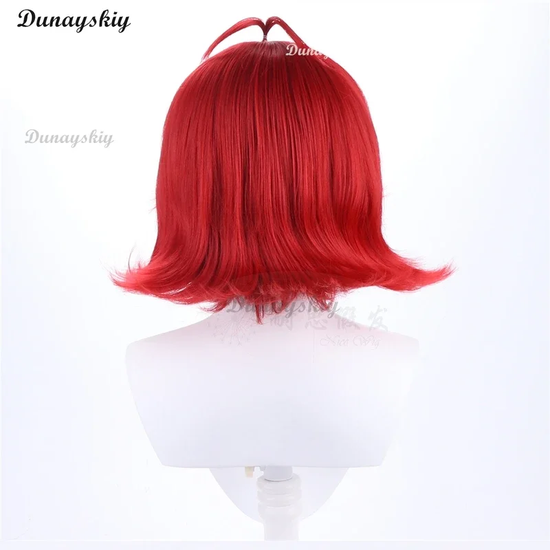Peruca Cosplay Anime Niffty para Mulheres, Curto, Vermelho, Encaracolado, Calor Cabelo Sintético, Traje de Halloween, Interpretação de Festa