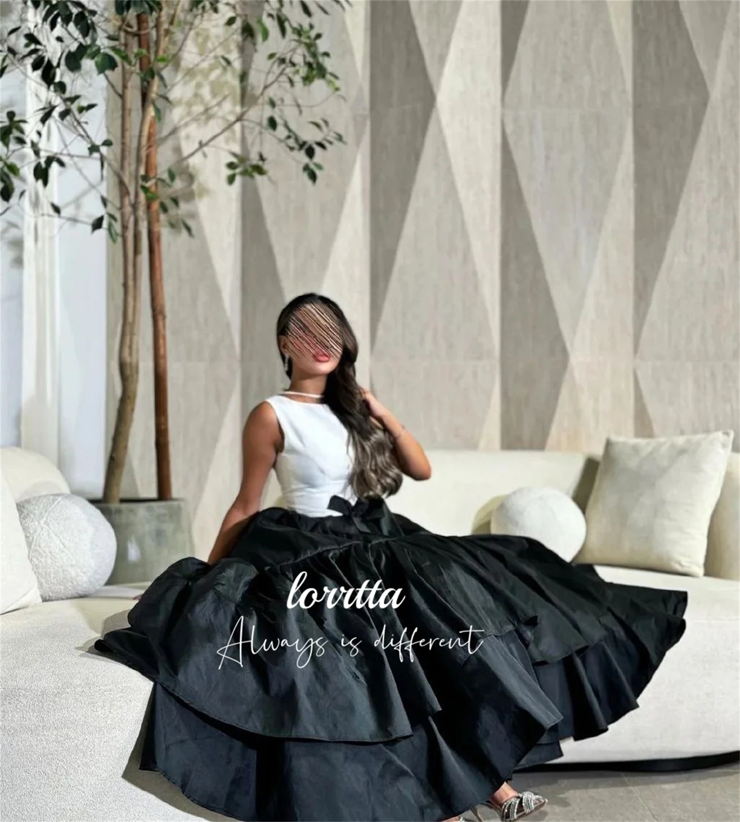Lorrtta Black and White Graduation Gown Evening Dress Fluffy Line A Elegant Party Dresses 2024 for Wedding Robe De Soiree Femmes image 6