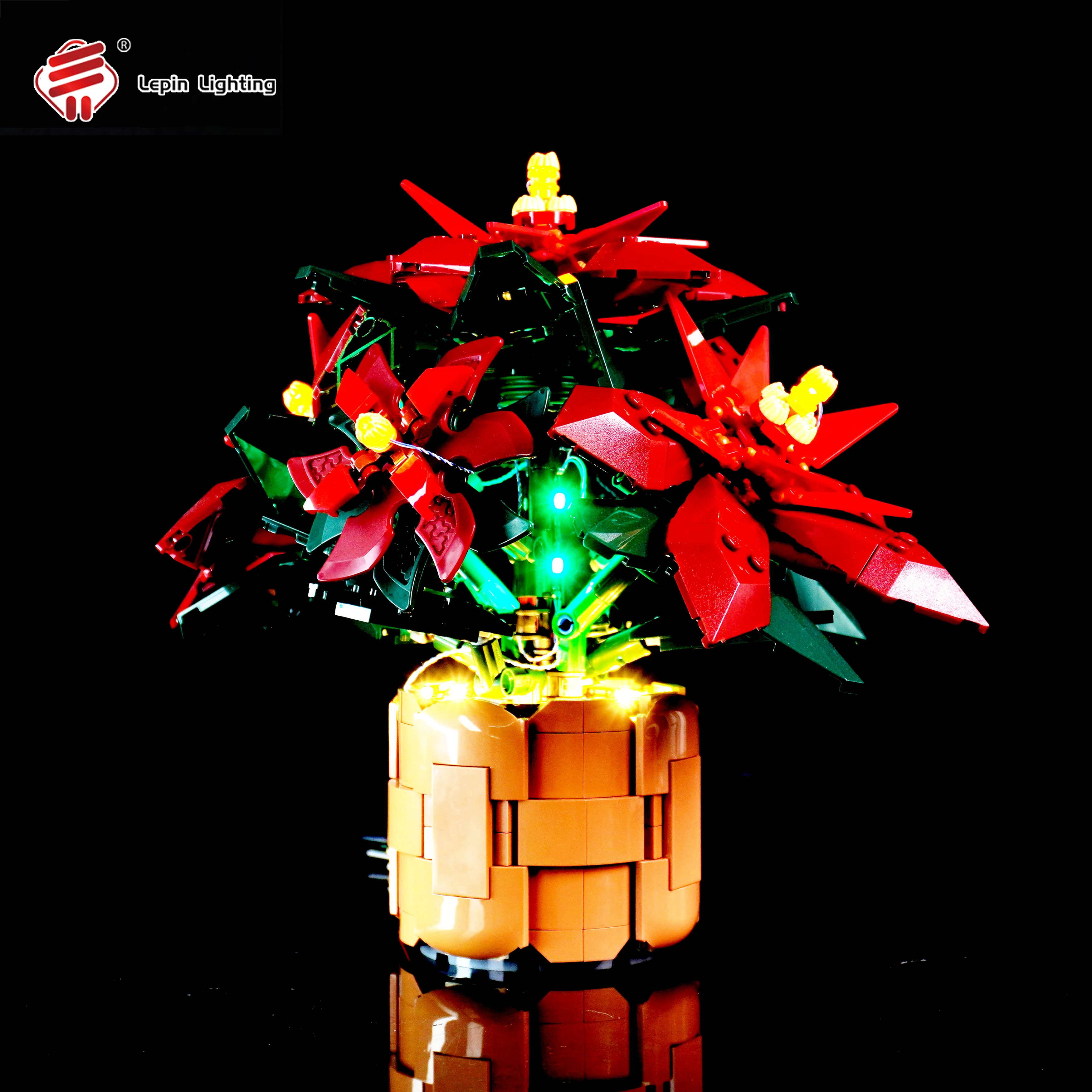 

LED Lighting Kit Compatible with 10370 Poinsettia Botanical Flower Building Blocks Model Decorative Light Set for Display