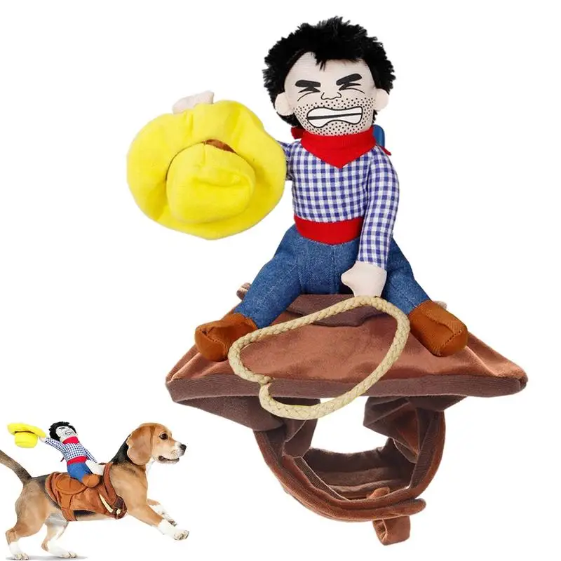 Disfraz de silla de montar de caballo para perro, disfraz de vaquero para mascota, divertido disfraz creativo de Halloween para perro y gato, ropa que se adapta a cachorros, perros medianos y gatitos