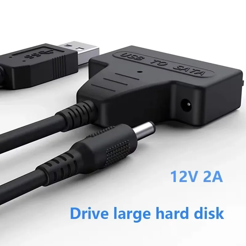 USB3.0 To SATA Converter Cable Hard Disk Drive HDD SATA to USB 3.0 SATA Hard Drive Reader for 3.5/2.5 Inch HDD/SSD with 12V/2A