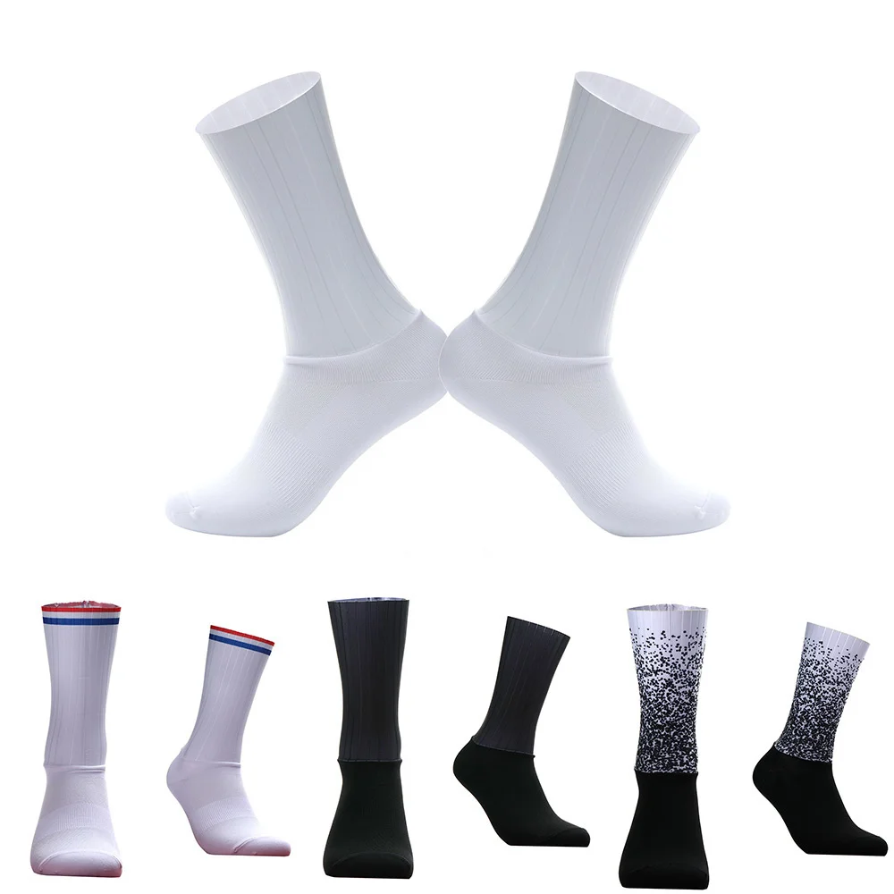 Chaussettes de cyclisme coordonnantes en silicone pour hommes et femmes, chaussettes aérées respirantes sans couture, vélo de route, été, nouveau, 2023