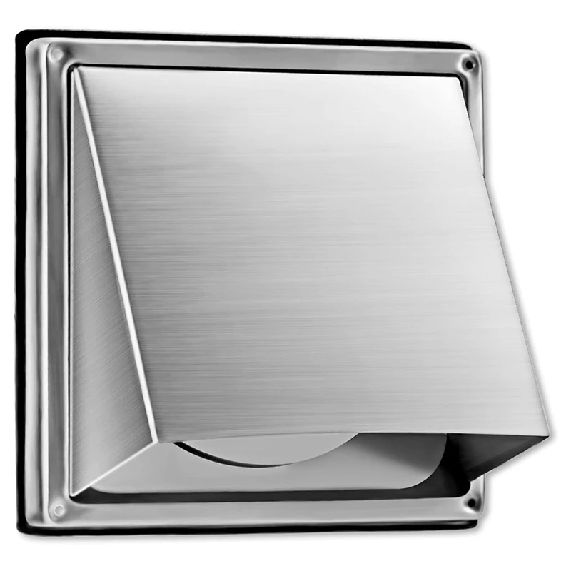 5-Inch External Extractor Wall Vent Cushioned Non Return Flap, Stainless Steel Outside Dryer Vent Covers For House