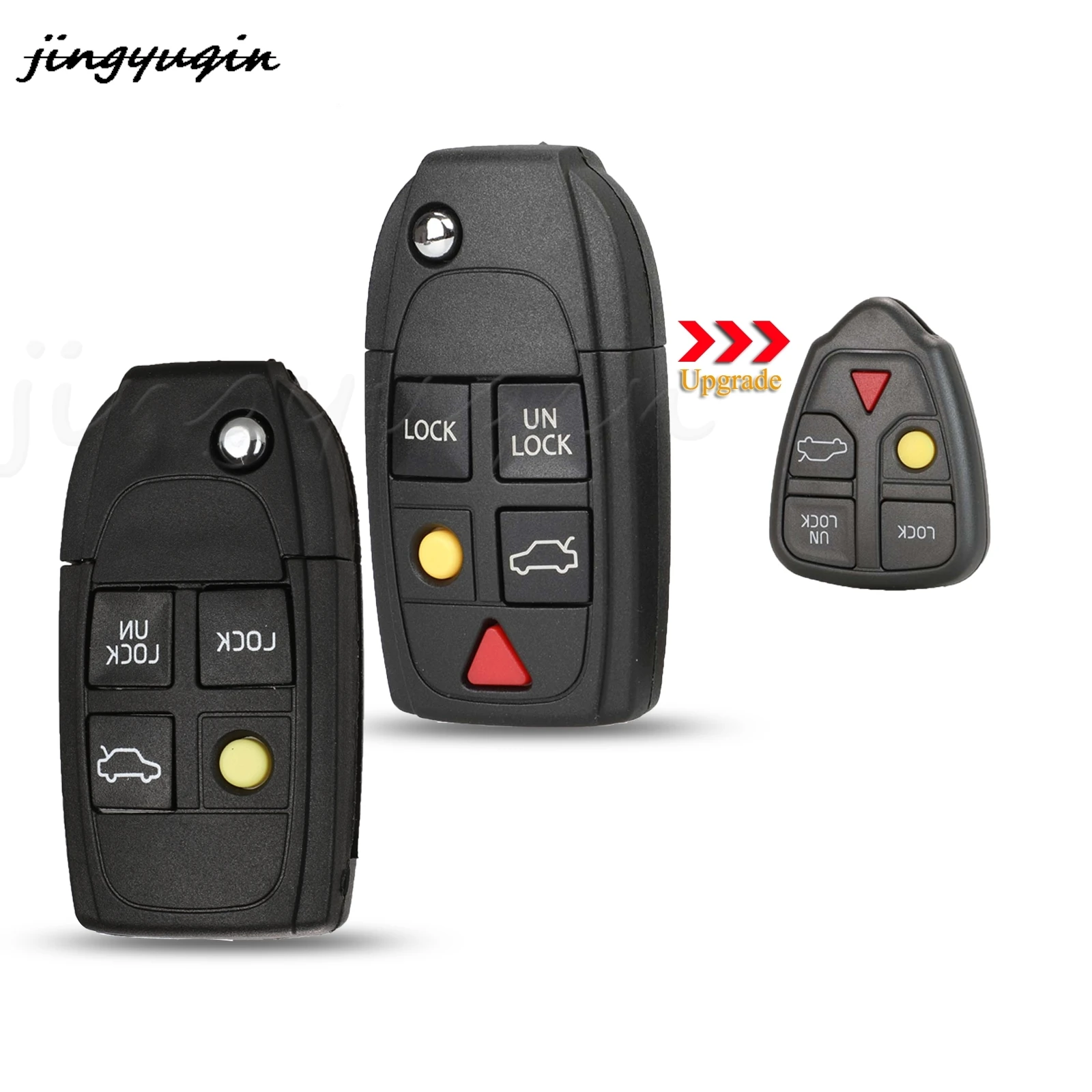 jingyuqin 4/5 Buttons Modified Flip Folding Car Key Shell Case Fob For Volvo XC70 XC90 V50 V70 S40 V40 V90 C70 S60 S80 S70