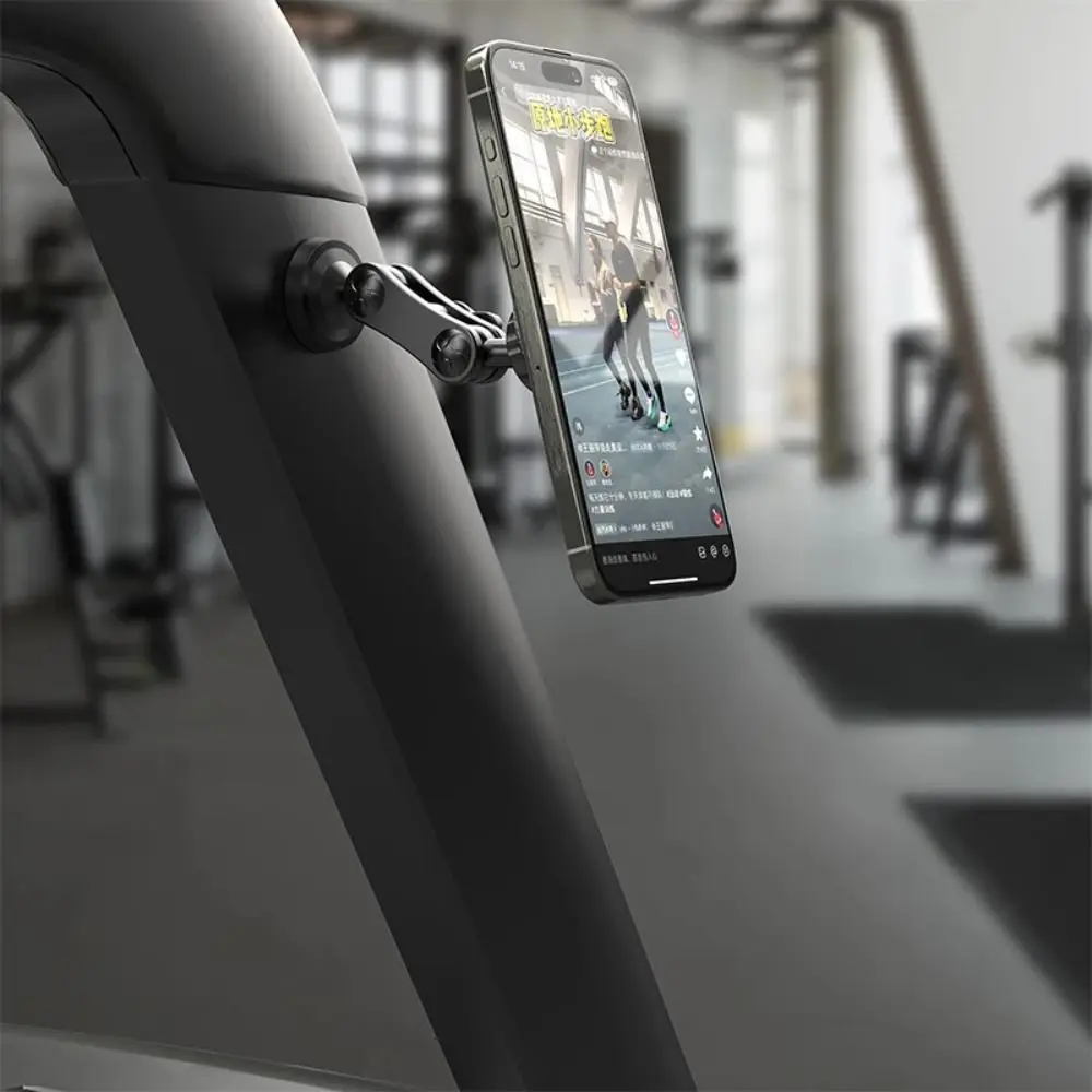 Two-Way Magnetic Suction Gym Phone Bracket 360 Degree Rotation Adjustable Traning Selfie Phone Holder Universal Foldable