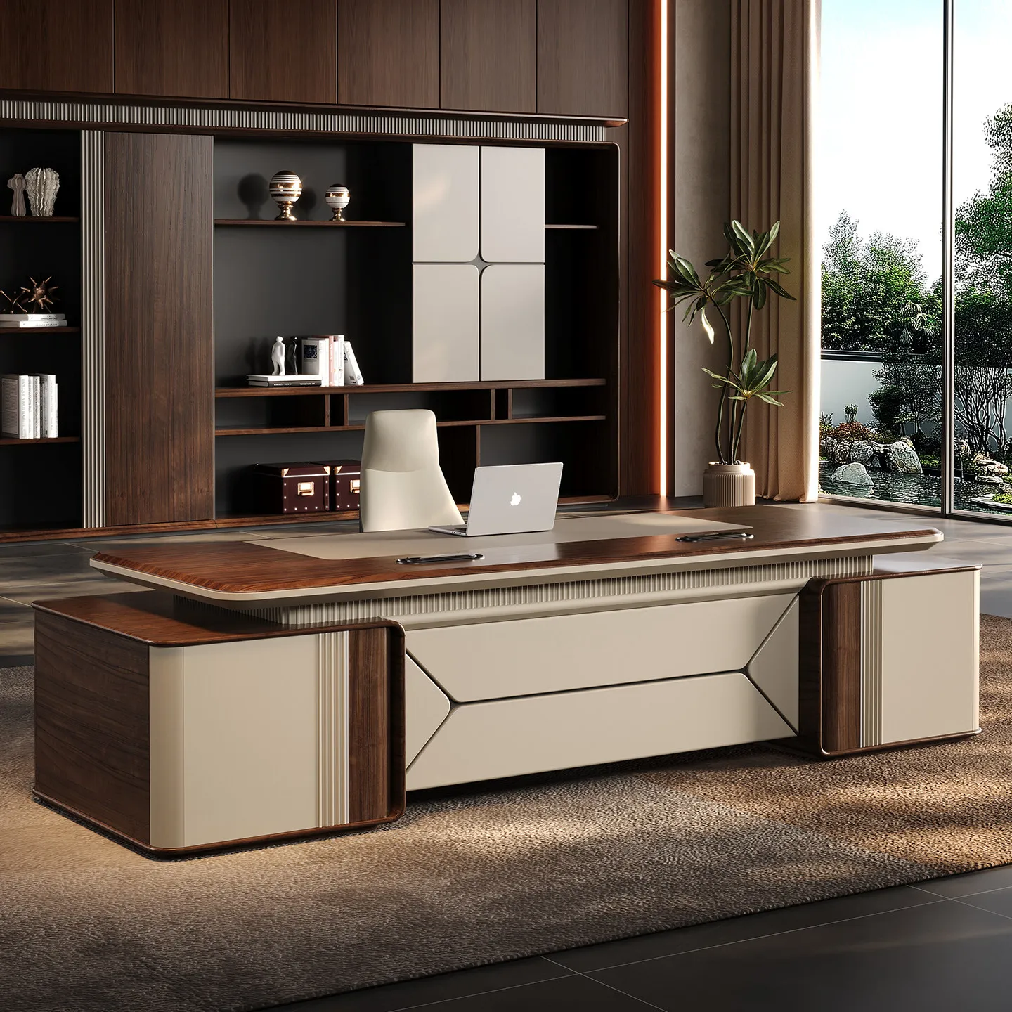 Minimalist Modern Executive Office Desk Luxury Wooden L Shaped Modular File Drawer CEO Manager Desk Aesthetic High-end Office