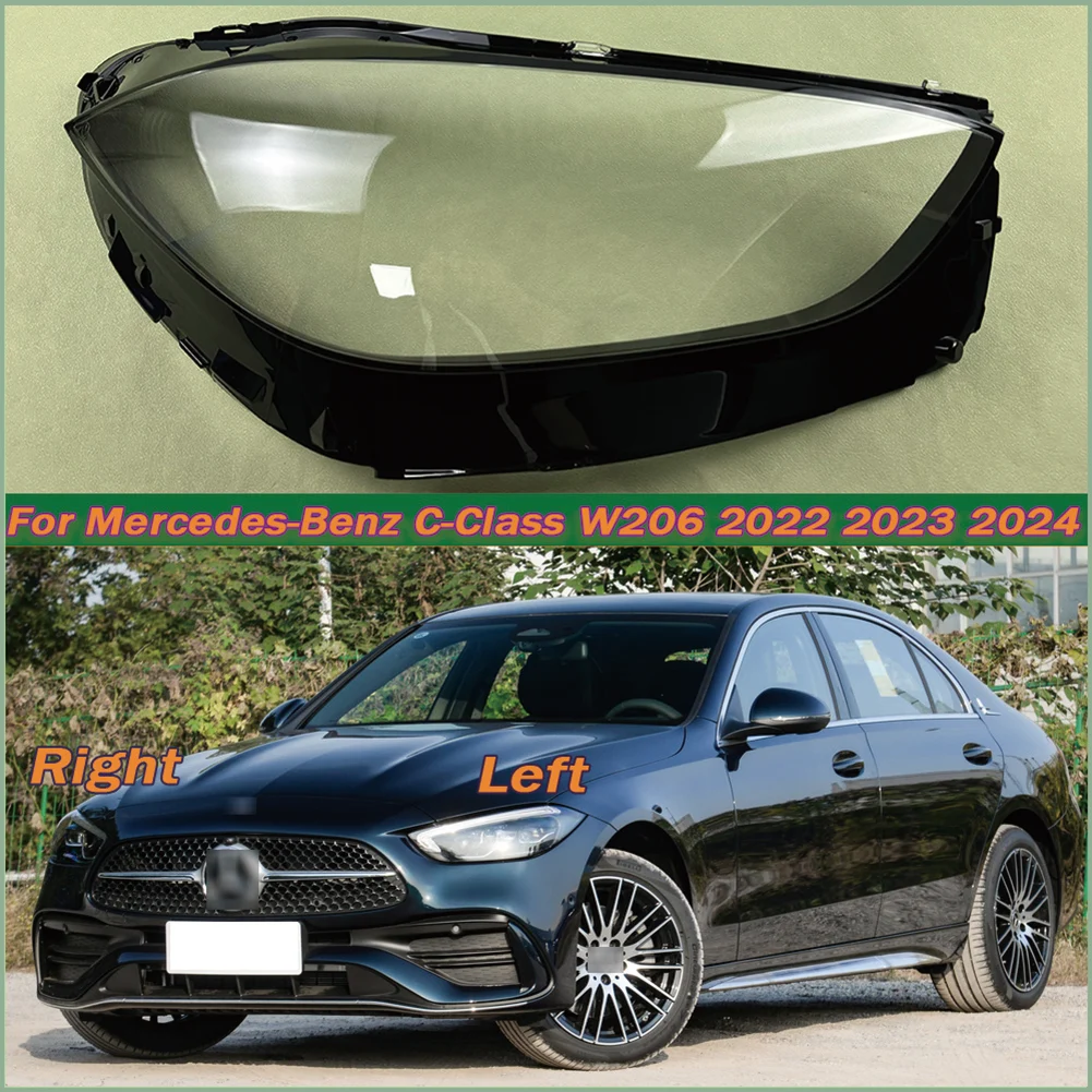 

For Mercedes-Benz C-Class W206 2022 2023 2024 Car Front Headlight Cover Lampshade Lampcover Head Lamp light Covers glass Shell