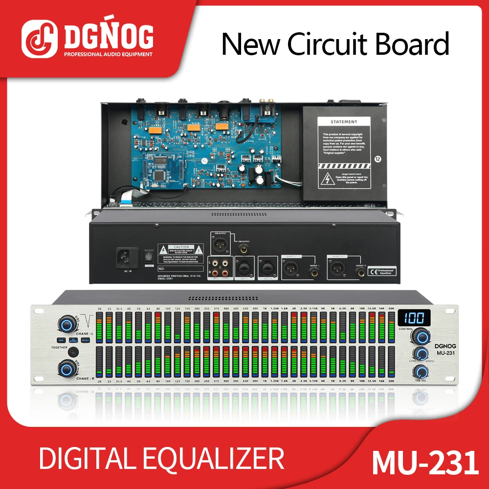 2*31 Band Graphic Equalizer 3 Channel Digital Equalizer With SUB Output Professional Sound System For Home, DJ Stage Performance