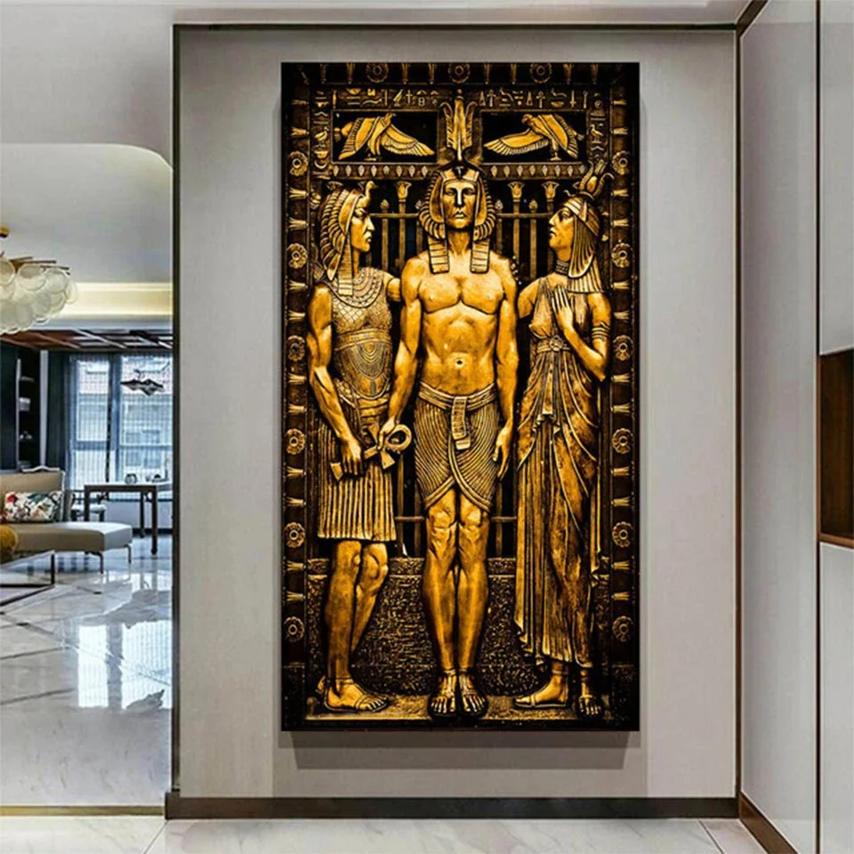 New Novelty Full Diamond Painting Kits Golden Egyptian Pharaoh 5D Diy Diamond Embroidery Mosaic Needleworks Home Decor  YY6870