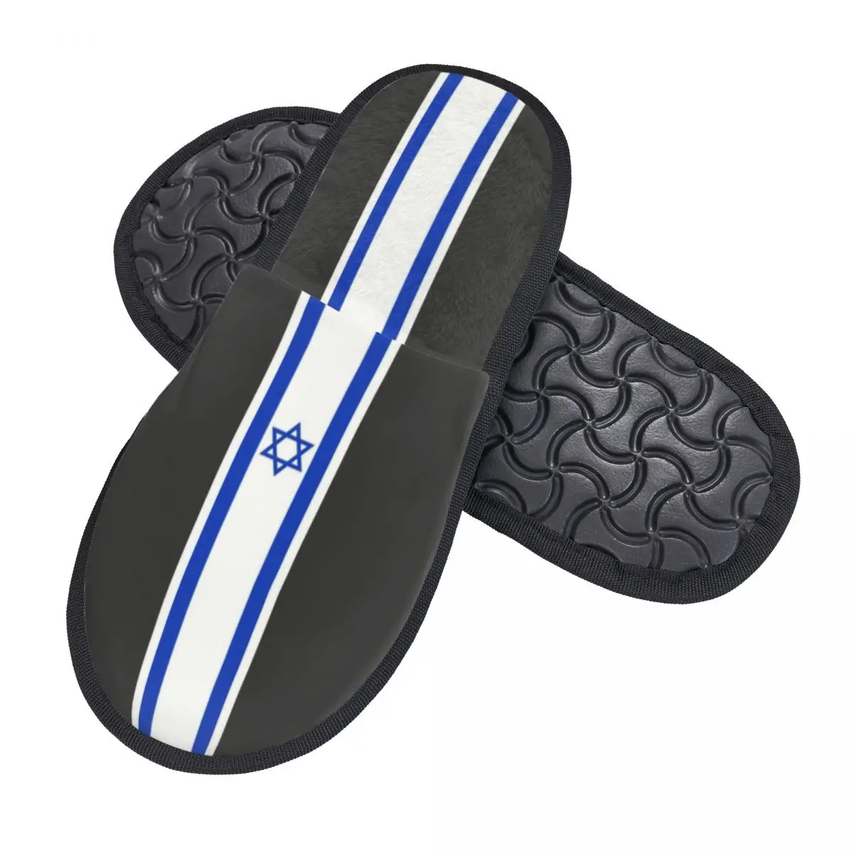 Custom Israel Stripe Flag Soft Scuff With Memory Foam Slippers Women Patriotic Hotel House Shoes