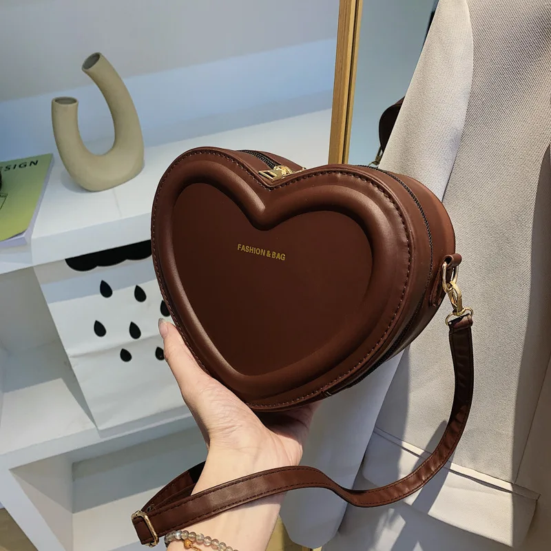 Fashion Heart Shape Crossbody Bags For Women New Solid Pu Leather Shoulder Bag Casual Ladies Handbags Designer Women Bags