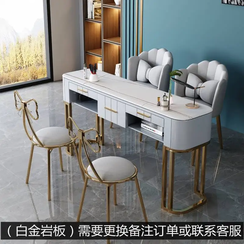 Nail art table and chair set Internet celebrity special economical marble simple modern single double nail art table workbench