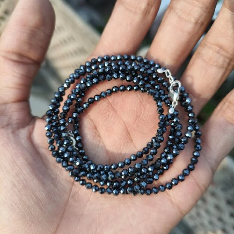 

Ожерелье из натуральной шпинели AAA диаметром 3 мм с гранеными бусинами и черными бриллиантами