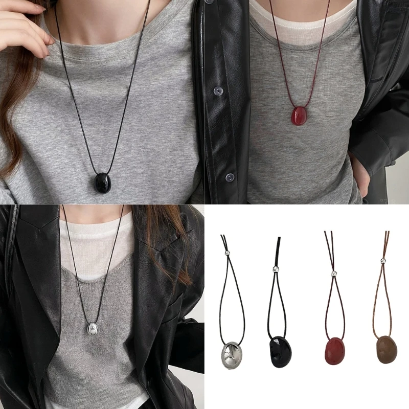 Fashionable Long Wax Cord Necklace Modern Long Necklace Charm With Bead Pendant Great For Travel And Social Event