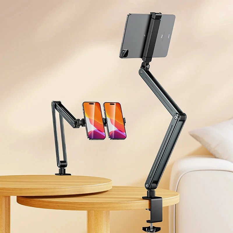 360 Rotation Tablet Stand Aluminum Alloy Foldable Bed Desk Arm Mount Cantilever Lazy Mobile Phone Holder for Phones Tablets