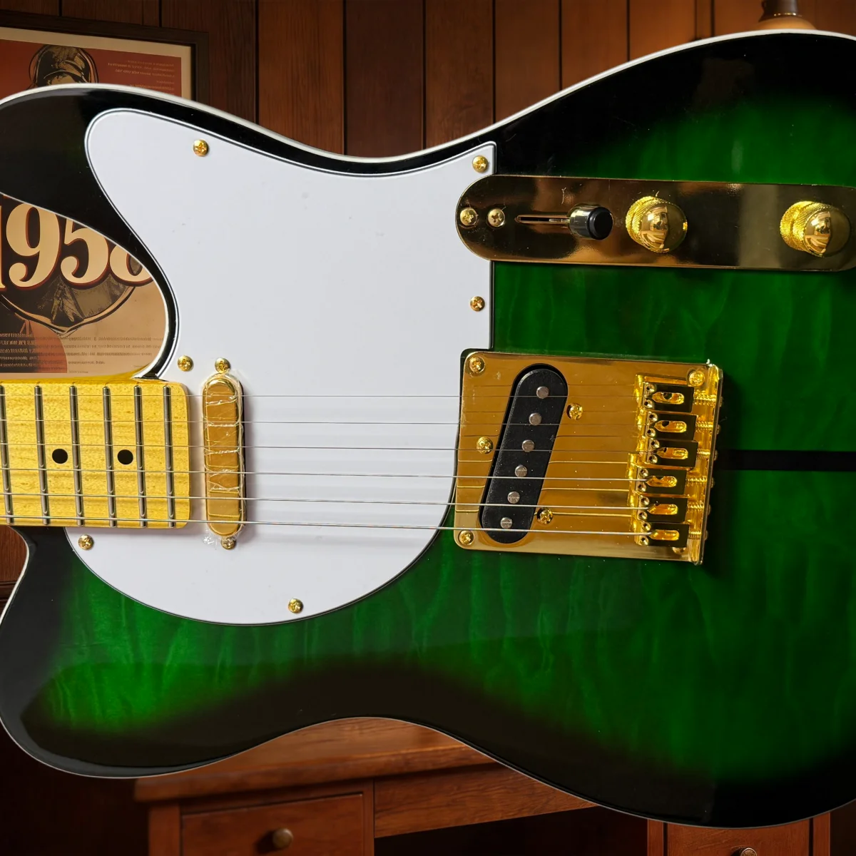 Chitarra con manico in acero, pickup S, corpo in mogano, ponte fisso, magazzino tedesco, regalo di compleanno, suono ricco