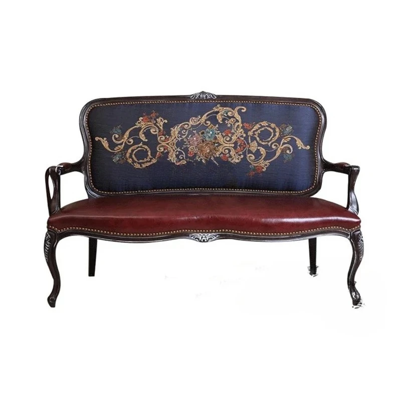 

American solid wood sofa European classical double sofa chair hotel clubhouse simple and modern