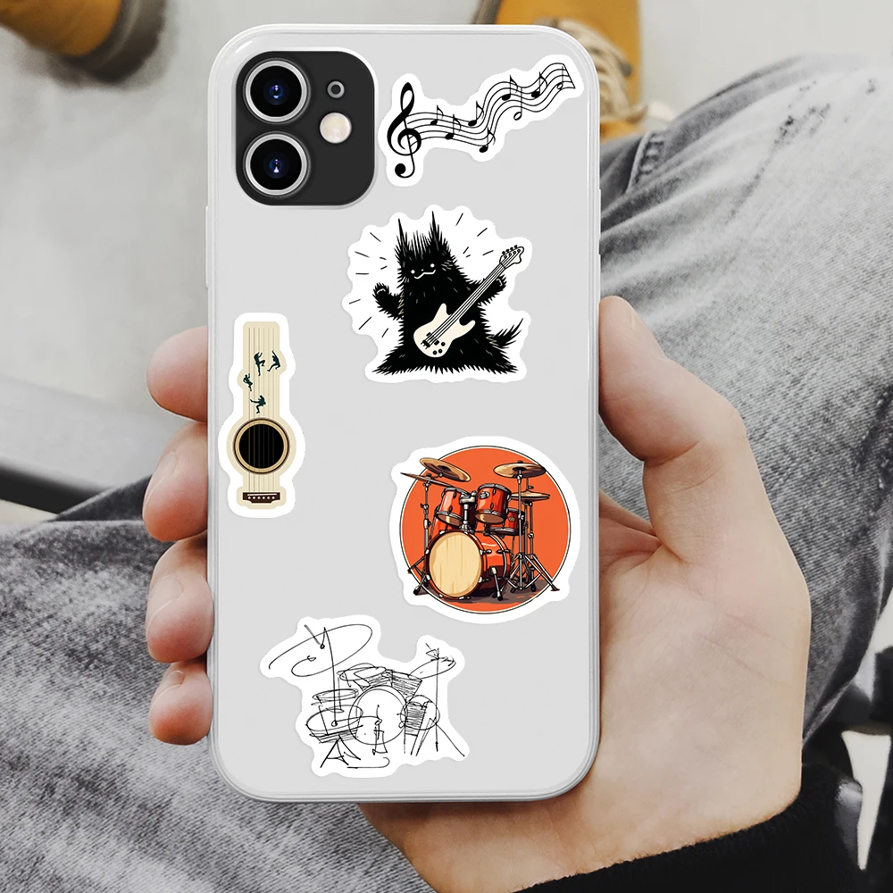 Music Band Stickers Guitar Bass Drum DIY Kids Toy Gift Decal for Phones Laptops Bottles Luggage Decorative Waterproof Rock Roll