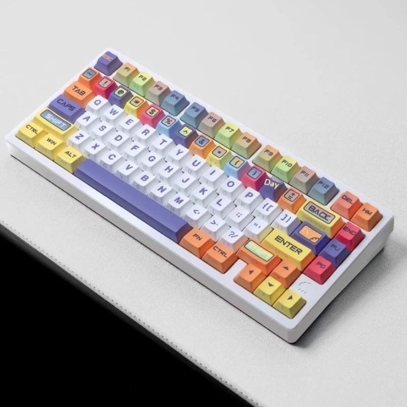 Pbt Keycaps Double Shot Translucent Cartoon Full Set Korean German European Layout Large Print For Mechanical Keyboard Daily Use