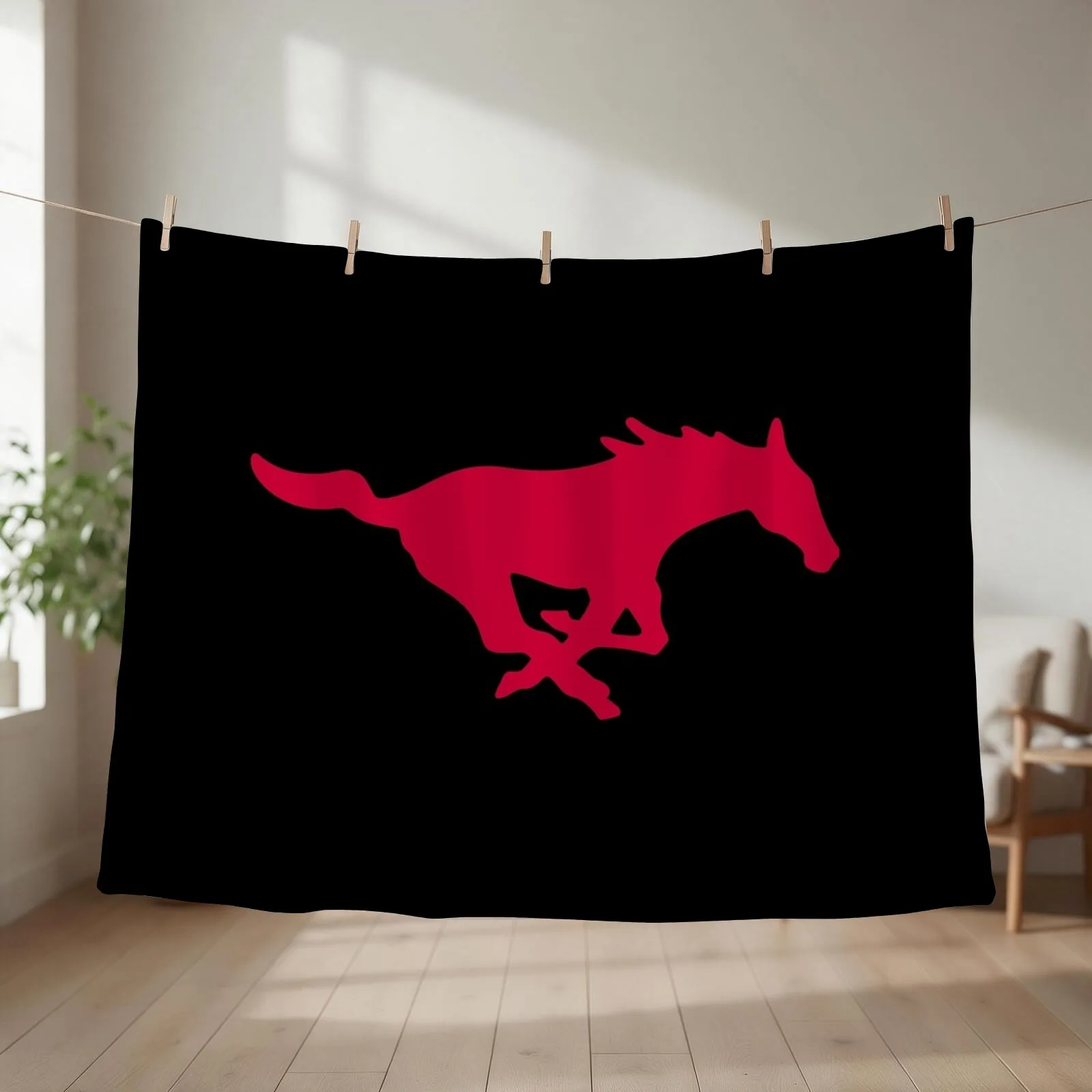 The SMU Mustangs Throw Blanket couch cozy soft plush fuzzy picnic outdoor blanket