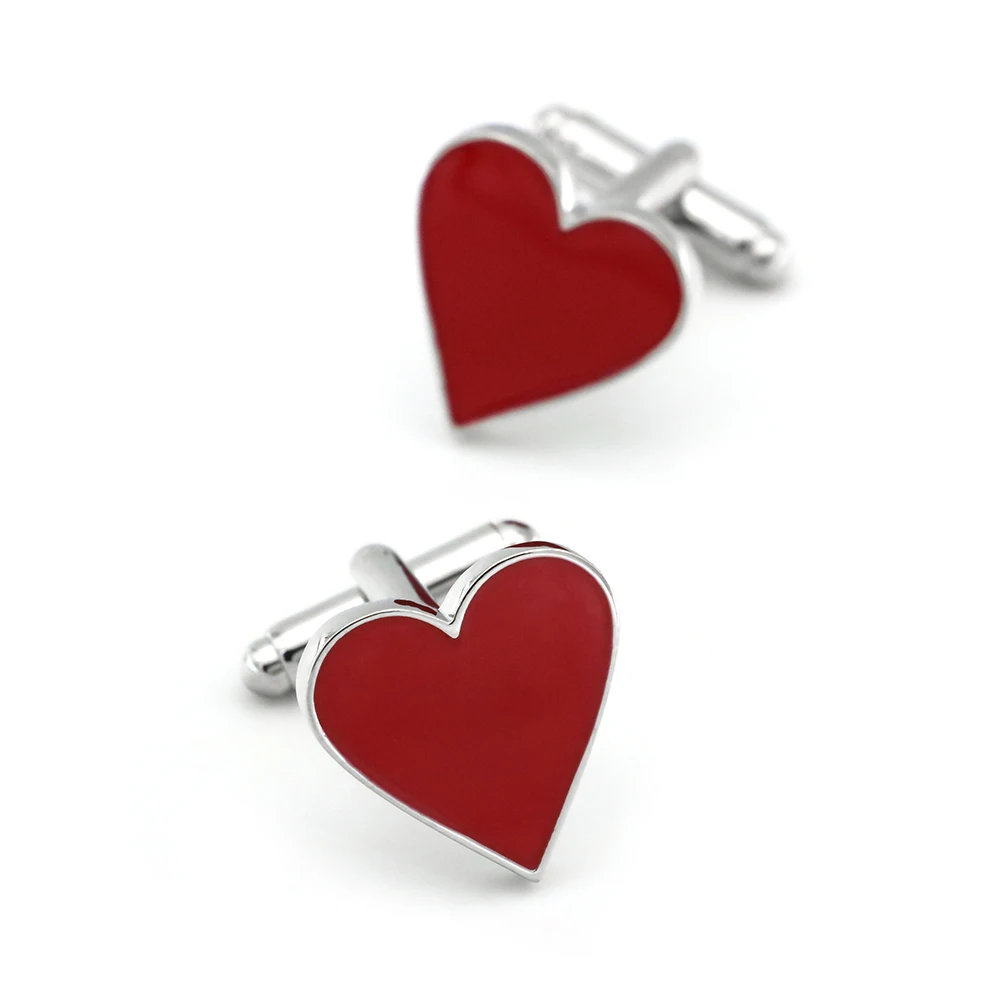 iGame Wedding Cuff Links Romantic Red Heart Design Quality Brass Material  