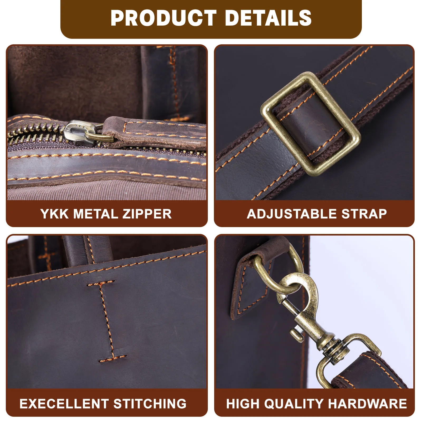 S.worker Vintage Echtleder-Tragetasche Herren-Handtasche Rindsleder-Schultertasche Damen Große Kapazität Umhängetaschen Schlicht Lässig – Detail 9