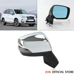 ZUK Left Right Exterior Rearview Side Mirror Assy For Subaru Forester 2013 2014-2017 LED Light + Heated + Auto Folding 9Pins