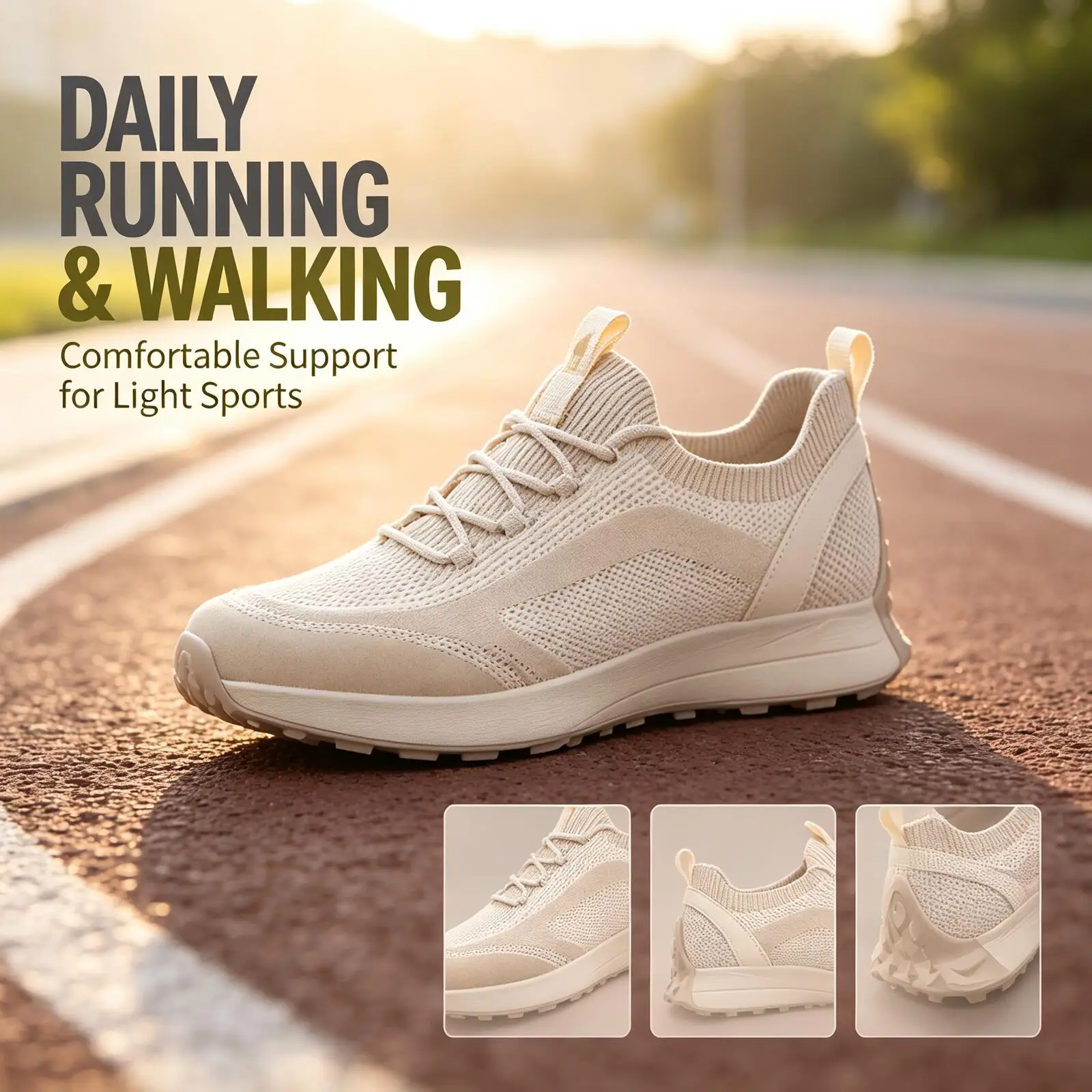 Skechers Women Natural Knit Walking Shoes Air-Cooled Memory Foam Cushion Breathable Lightweight Casual Sport Trainers 177160-NAT