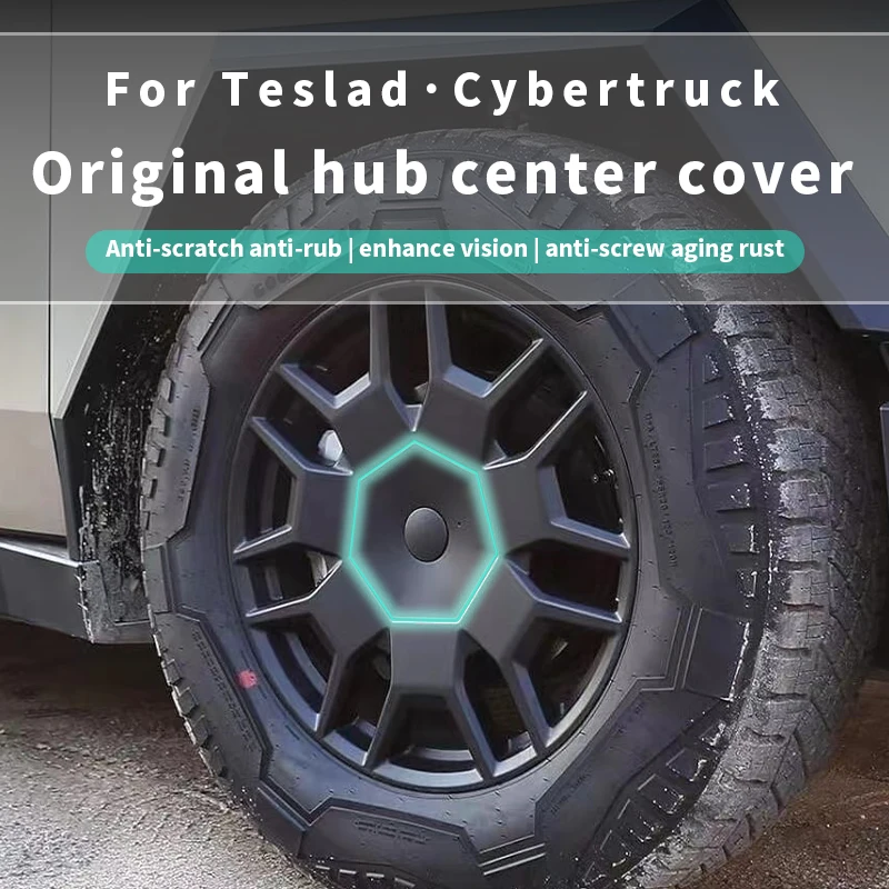 4pcs For Tesla Cybertruck 2024 Hub Caps Center ABS Cover Decoration Removable For Cybertruck Modification Kit Anti-Rust