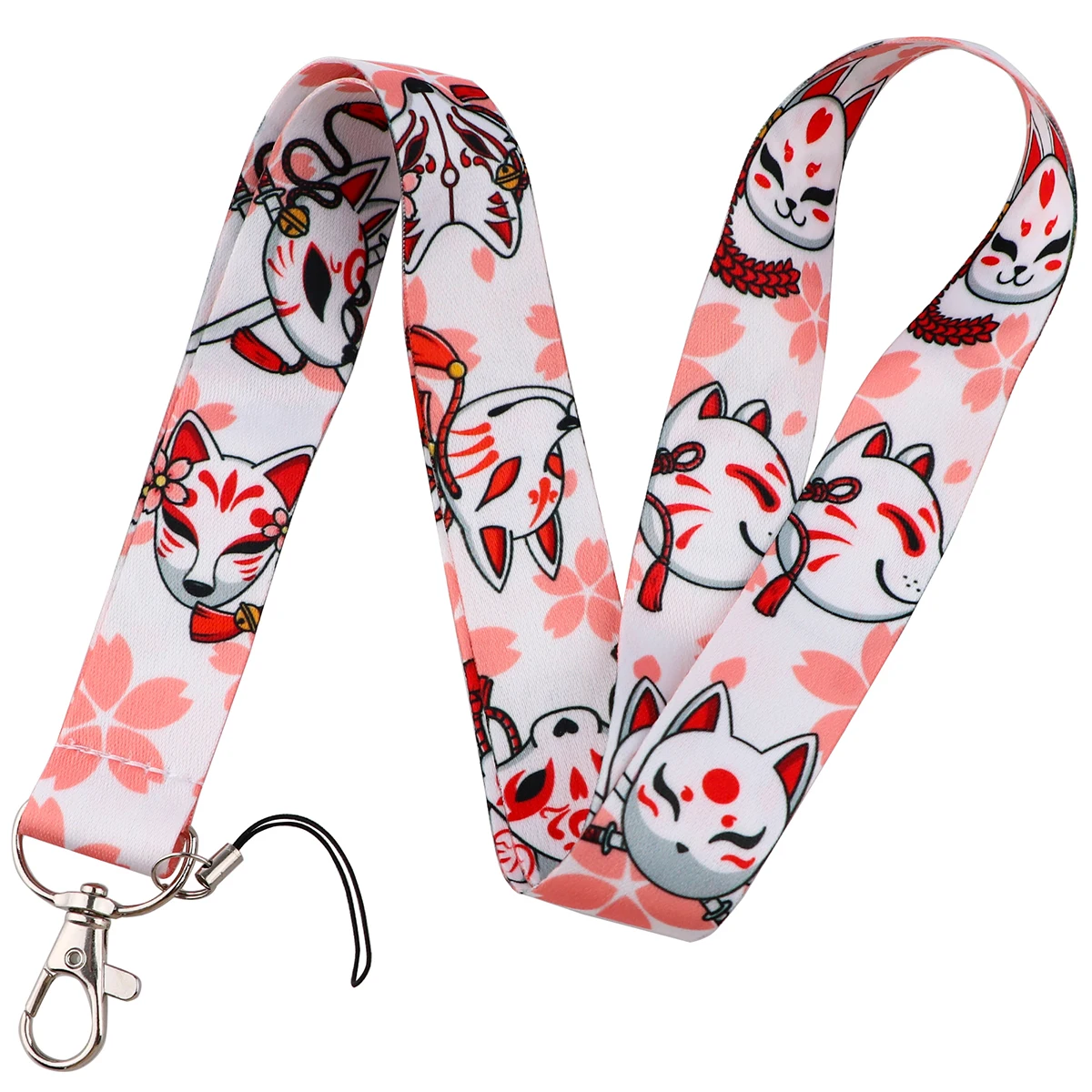 Sakura Fox Lanyards for Key cherry blossom Neck Strap For Card Badge Gym phone strap Key Chain Lanyard Key Holder DIY Hang Rope