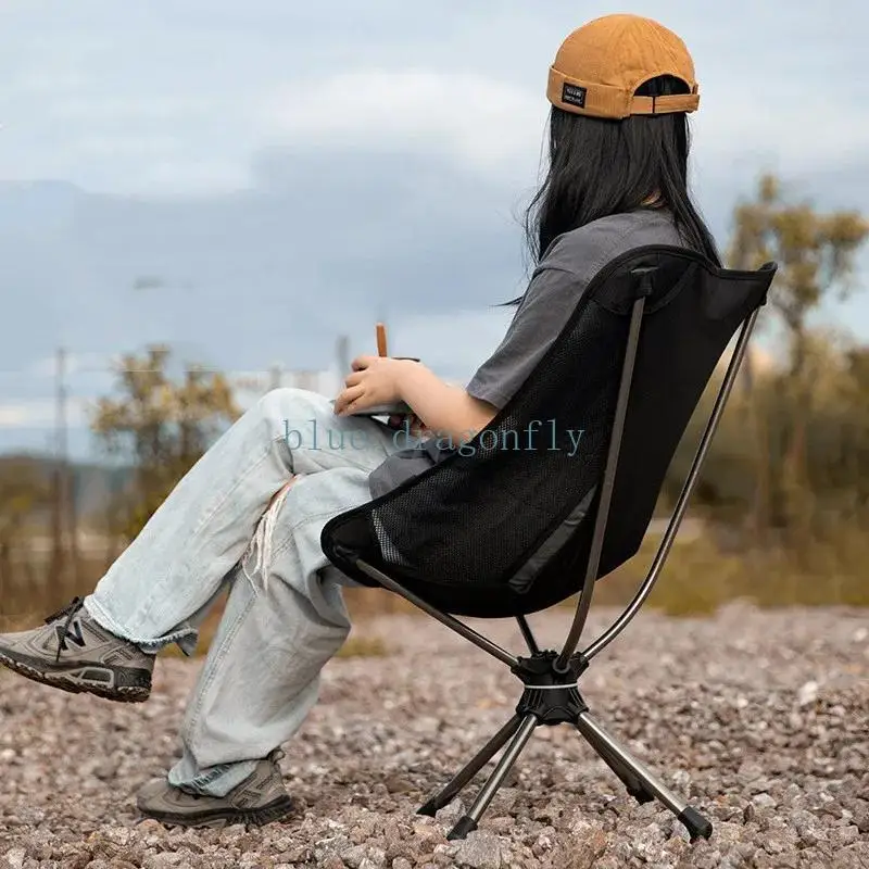 Factory Direct Sales 360 Degree Rotating Moon Chair Aluminum Alloy Outdoor Camping Folding Chair Portable