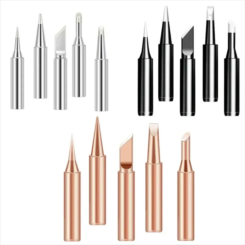 5pcs Eco Friendly Constant Temperature Soldering Iron Tips Internal Heating Fast Tin Plating Round Solder Bits Universal