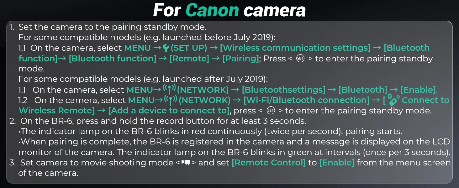 Wiederaufladbare Kabellose Kamera-Aufnahmeknopf-Fernbedienung für Obergriff, Video Start/Stopp Fernauslöser für Canon Sony Fujifilm – Detail 6