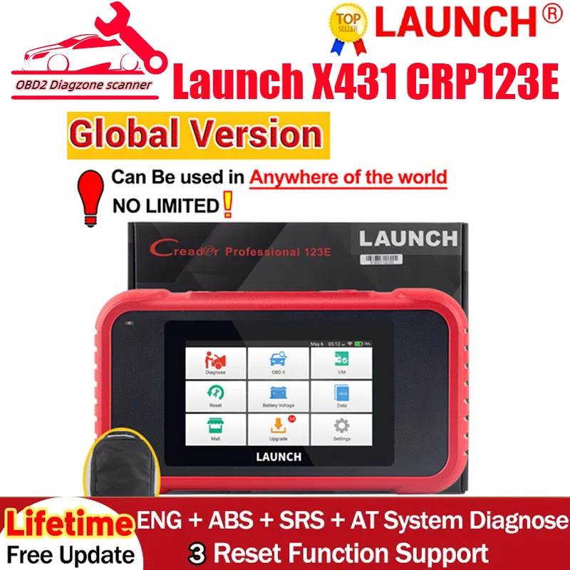 

LAUNCH X431 CRP123E Автомобильные диагностические инструменты OBD2 автомобильный сканер OBD ABS SRS подушка безопасности двигатель на SAS сброс масляного тормоза бесплатное обновление