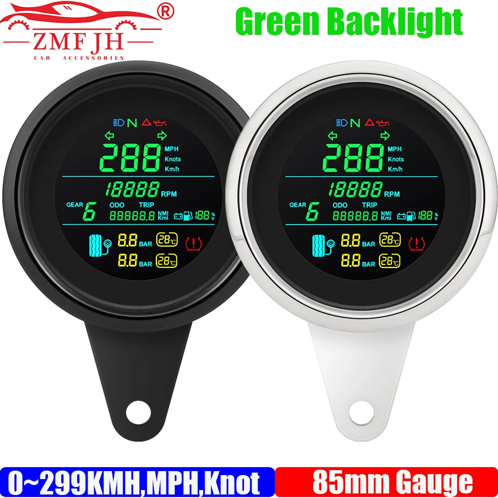 

ZMFJH Многофункциональный 85 мм GPS-спидометр с антенным тахометром, датчик уровня топлива, напряжение, давление для мотоцикла