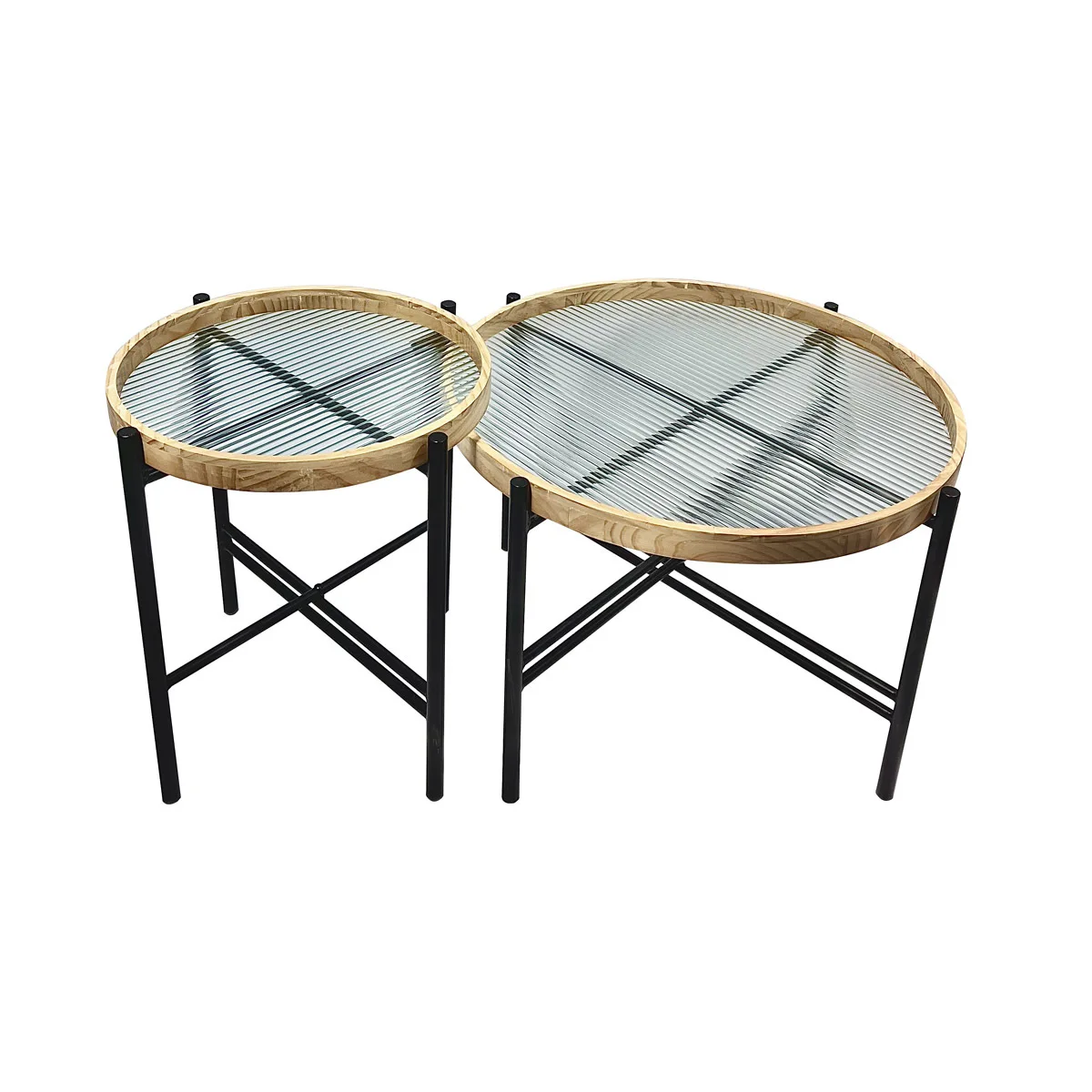 Nordic Light Luxury Changhong Glass Solid Wood Round Combination Tea Table Small Unit Surprise Silent Wind Folding Cross border