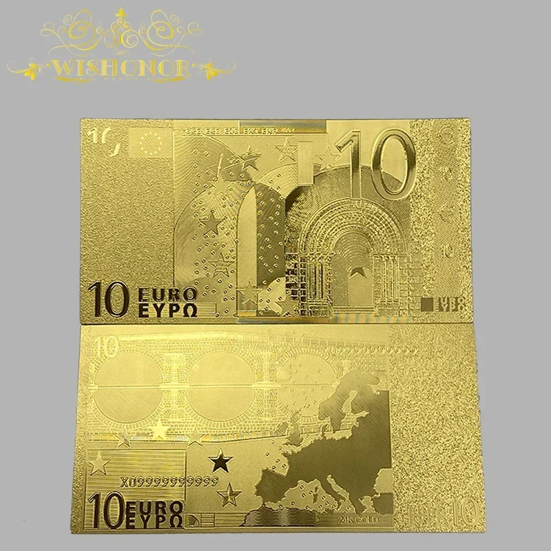 8pcs/Set New Euro Banknote 5 10 20 50 100 200 500 1000 1 Million Euro Gold Banknote in 24K Gold For Collection