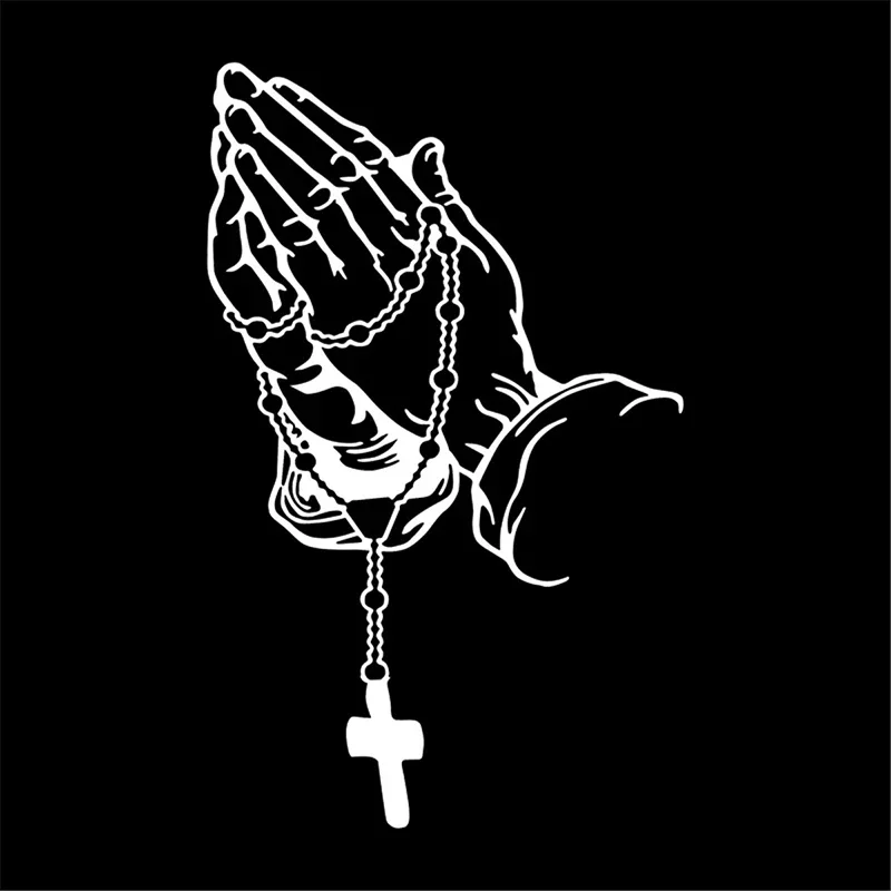 Prayer Gesture Car Body Sticker Buddha Hand Prayer Bead Holy Crucifix Style Car Sticker for Car Motorcycle Decorative Stickers